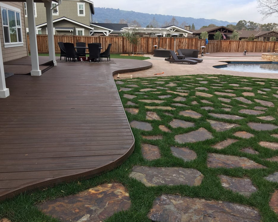 this image shows concrete patio wood patio laguna niguel